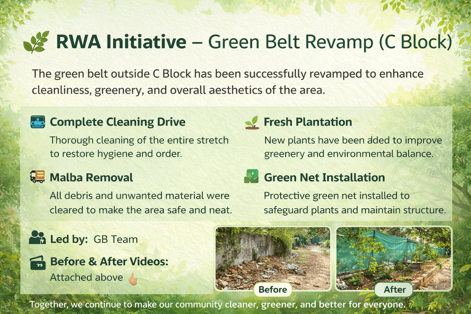 🌿 RWA Initiative – Green Belt Revamp (C Block)